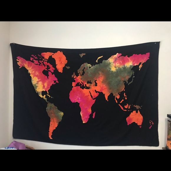 Tie dye wall art tapestry works globe - Picture 1 of 1